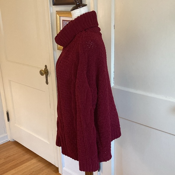 ASOS Cranberry Red Chenille Chunky Turtleneck Sweater Sz XL - Picture 4 of 7
